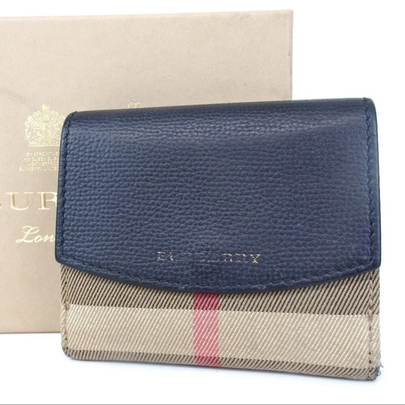 AUTH BURBERRY Nova Check Canvas Wallet W/ Box - Picture 1 of 12